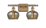 516-2W-BB-G96 2-Light 16" Brushed Brass Bath Vanity Light - Mercury Fenton Glass - LED Bulb - Dimmensions: 16 x 8 x 10.5 - Glass Up or Down: Yes