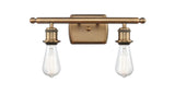 516-2W-BB 2-Light 16" Brushed Brass Bath Vanity Light - Bare Bulb - LED Bulb - Dimmensions: 16 x 6 x 7 - Glass Up or Down: Yes