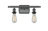 516-2W-BK 2-Light 16" Matte Black Bath Vanity Light - Bare Bulb - LED Bulb - Dimmensions: 16 x 6 x 7 - Glass Up or Down: Yes