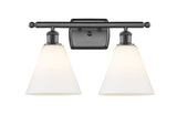 516-2W-OB-GBC-81 2-Light 18" Oil Rubbed Bronze Bath Vanity Light - Matte White Cased Ballston Cone Glass - LED Bulb - Dimmensions: 18 x 8.125 x 11.25 - Glass Up or Down: Yes