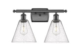 516-2W-OB-GBC-84 2-Light 18" Oil Rubbed Bronze Bath Vanity Light - Seedy Ballston Cone Glass - LED Bulb - Dimmensions: 18 x 8.125 x 11.25 - Glass Up or Down: Yes