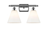 516-2W-PC-GBC-81 2-Light 18" Polished Chrome Bath Vanity Light - Matte White Cased Ballston Cone Glass - LED Bulb - Dimmensions: 18 x 8.125 x 11.25 - Glass Up or Down: Yes
