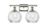 516-2W-PN-G1214-8 2-Light 16" Polished Nickel Bath Vanity Light - Clear Athens Twisted Swirl 8" Glass - LED Bulb - Dimmensions: 16 x 9 x 13 - Glass Up or Down: Yes