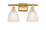516-2W-SG-G381 2-Light 16" Satin Gold Bath Vanity Light - White Castile Glass - LED Bulb - Dimmensions: 16 x 7.5 x 11 - Glass Up or Down: Yes