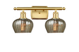 516-2W-SG-G96 2-Light 16" Satin Gold Bath Vanity Light - Mercury Fenton Glass - LED Bulb - Dimmensions: 16 x 8 x 10.5 - Glass Up or Down: Yes