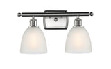 516-2W-SN-G381 2-Light 16" Brushed Satin Nickel Bath Vanity Light - White Castile Glass - LED Bulb - Dimmensions: 16 x 7.5 x 11 - Glass Up or Down: Yes