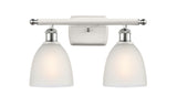 516-2W-WPC-G381 2-Light 16" White and Polished Chrome Bath Vanity Light - White Castile Glass - LED Bulb - Dimmensions: 16 x 7.5 x 11 - Glass Up or Down: Yes