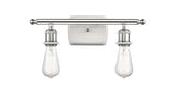 516-2W-WPC 2-Light 16" White and Polished Chrome Bath Vanity Light - Bare Bulb - LED Bulb - Dimmensions: 16 x 6 x 7 - Glass Up or Down: Yes