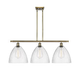 516-3I-AB-GBD-124 3-Light 38.5" Antique Brass Island Light - Seedy Ballston Dome Glass - LED Bulb - Dimmensions: 38.5 x 12 x 14.25<br>Minimum Height : 23.25<br>Maximum Height : 47.25 - Sloped Ceiling Compatible: Yes