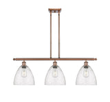 516-3I-AC-GBD-94 3-Light 36" Antique Copper Island Light - Seedy Ballston Dome Glass - LED Bulb - Dimmensions: 36 x 9 x 12.75<br>Minimum Height : 21.75<br>Maximum Height : 45.75 - Sloped Ceiling Compatible: Yes