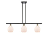516-3I-BAB-G101 3-Light 36" Black Antique Brass Island Light - Matte White Belfast Glass - LED Bulb - Dimmensions: 36 x 6 x 10<br>Minimum Height : 19.375<br>Maximum Height : 43.375 - Sloped Ceiling Compatible: Yes