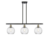 516-3I-BAB-G1214-8 3-Light 36" Black Antique Brass Island Light - Clear Athens Twisted Swirl 8" Glass - LED Bulb - Dimmensions: 36 x 8 x 11<br>Minimum Height : 20.375<br>Maximum Height : 44.375 - Sloped Ceiling Compatible: Yes