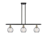 516-3I-BAB-G1215-6 3-Light 36" Black Antique Brass Island Light - Clear Athens Water Glass 6" Glass - LED Bulb - Dimmensions: 36 x 7 x 9<br>Minimum Height : 20.375<br>Maximum Height : 44.375 - Sloped Ceiling Compatible: Yes