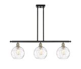 516-3I-BAB-G1215-8 3-Light 36" Black Antique Brass Island Light - Clear Athens Water Glass 8" Glass - LED Bulb - Dimmensions: 36 x 8 x 11<br>Minimum Height : 20.375<br>Maximum Height : 44.375 - Sloped Ceiling Compatible: Yes