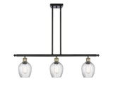 516-3I-BAB-G292 3-Light 36" Black Antique Brass Island Light - Clear Spiral Fluted Salina Glass - LED Bulb - Dimmensions: 36 x 5 x 10<br>Minimum Height : 19.375<br>Maximum Height : 43.375 - Sloped Ceiling Compatible: Yes