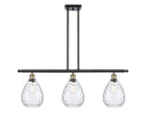 516-3I-BAB-G372 3-Light 36" Black Antique Brass Island Light - Clear Large Waverly Glass - LED Bulb - Dimmensions: 36 x 8 x 13<br>Minimum Height : 22.375<br>Maximum Height : 46.375 - Sloped Ceiling Compatible: Yes