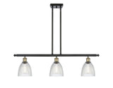 516-3I-BAB-G382 3-Light 36" Black Antique Brass Island Light - Clear Castile Glass - LED Bulb - Dimmensions: 36 x 6 x 10<br>Minimum Height : 19.375<br>Maximum Height : 43.375 - Sloped Ceiling Compatible: Yes