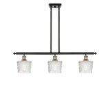 516-3I-BAB-G402 3-Light 36" Black Antique Brass Island Light - Clear Niagra Glass - LED Bulb - Dimmensions: 36 x 6.5 x 10<br>Minimum Height : 17.875<br>Maximum Height : 41.875 - Sloped Ceiling Compatible: Yes