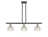 516-3I-BAB-G412 3-Light 36" Black Antique Brass Island Light - Clear Dayton Glass - LED Bulb - Dimmensions: 36 x 5.5 x 9.5<br>Minimum Height : 19.375<br>Maximum Height : 43.375 - Sloped Ceiling Compatible: Yes