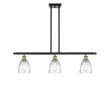 516-3I-BAB-G442 3-Light 36" Black Antique Brass Island Light - Clear Brookfield Glass - LED Bulb - Dimmensions: 36 x 5 x 10<br>Minimum Height : 19.375<br>Maximum Height : 43.375 - Sloped Ceiling Compatible: Yes