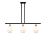 516-3I-BAB-G651-6 3-Light 36" Black Antique Brass Island Light - Cased Matte White Cindyrella 6" Glass - LED Bulb - Dimmensions: 36 x 6 x 10.75<br>Minimum Height : 19.75<br>Maximum Height : 43.75 - Sloped Ceiling Compatible: Yes