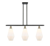 516-3I-BAB-G651-7 3-Light 36" Black Antique Brass Island Light - Cased Matte White Cindyrella 7" Glass - LED Bulb - Dimmensions: 36 x 7 x 14<br>Minimum Height : 23<br>Maximum Height : 47 - Sloped Ceiling Compatible: Yes