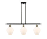 516-3I-BAB-G651-8 3-Light 36" Black Antique Brass Island Light - Cased Matte White Cindyrella 8" Glass - LED Bulb - Dimmensions: 36 x 8 x 10.5<br>Minimum Height : 19.5<br>Maximum Height : 43.5 - Sloped Ceiling Compatible: Yes
