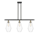 516-3I-BAB-G652-7 3-Light 36" Black Antique Brass Island Light - Clear Cindyrella 7" Glass - LED Bulb - Dimmensions: 36 x 7 x 14<br>Minimum Height : 23<br>Maximum Height : 47 - Sloped Ceiling Compatible: Yes