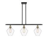 516-3I-BAB-G652-8 3-Light 36" Black Antique Brass Island Light - Clear Cindyrella 8" Glass - LED Bulb - Dimmensions: 36 x 8 x 10.5<br>Minimum Height : 19.5<br>Maximum Height : 43.5 - Sloped Ceiling Compatible: Yes