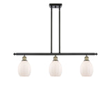 516-3I-BAB-G81 3-Light 36" Black Antique Brass Island Light - Matte White Eaton Glass - LED Bulb - Dimmensions: 36 x 5.5 x 11<br>Minimum Height : 20.375<br>Maximum Height : 44.375 - Sloped Ceiling Compatible: Yes