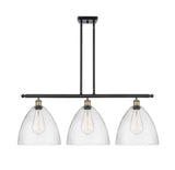 516-3I-BAB-GBD-124 3-Light 38.5" Black Antique Brass Island Light - Seedy Ballston Dome Glass - LED Bulb - Dimmensions: 38.5 x 12 x 14.25<br>Minimum Height : 23.25<br>Maximum Height : 47.25 - Sloped Ceiling Compatible: Yes