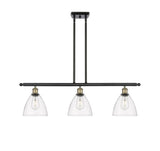 516-3I-BAB-GBD-752 3-Light 36" Black Antique Brass Island Light - Clear Ballston Dome Glass - LED Bulb - Dimmensions: 36 x 7.5 x 10.75<br>Minimum Height : 19.75<br>Maximum Height : 43.75 - Sloped Ceiling Compatible: Yes