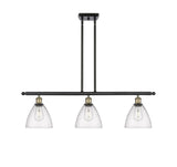 516-3I-BAB-GBD-754 3-Light 36" Black Antique Brass Island Light - Seedy Ballston Dome Glass - LED Bulb - Dimmensions: 36 x 7.5 x 10.75<br>Minimum Height : 19.75<br>Maximum Height : 43.75 - Sloped Ceiling Compatible: Yes