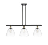 516-3I-BAB-GBD-92 3-Light 36" Black Antique Brass Island Light - Matte White Ballston Dome Glass - LED Bulb - Dimmensions: 36 x 9 x 12.75<br>Minimum Height : 21.75<br>Maximum Height : 45.75 - Sloped Ceiling Compatible: Yes