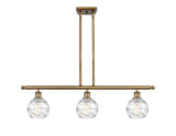 516-3I-BB-G1213-6 3-Light 36" Brushed Brass Island Light - Clear Athens Deco Swirl 8" Glass - LED Bulb - Dimmensions: 36 x 7 x 9<br>Minimum Height : 20.375<br>Maximum Height : 44.375 - Sloped Ceiling Compatible: Yes