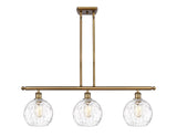 516-3I-BB-G1215-8 3-Light 36" Brushed Brass Island Light - Clear Athens Water Glass 8" Glass - LED Bulb - Dimmensions: 36 x 8 x 11<br>Minimum Height : 20.375<br>Maximum Height : 44.375 - Sloped Ceiling Compatible: Yes