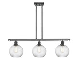 516-3I-BK-G1214-8 3-Light 36" Matte Black Island Light - Clear Athens Twisted Swirl 8" Glass - LED Bulb - Dimmensions: 36 x 8 x 11<br>Minimum Height : 20.375<br>Maximum Height : 44.375 - Sloped Ceiling Compatible: Yes