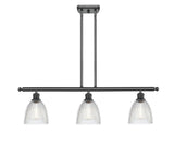 516-3I-BK-G382 3-Light 36" Matte Black Island Light - Clear Castile Glass - LED Bulb - Dimmensions: 36 x 6 x 10<br>Minimum Height : 19.375<br>Maximum Height : 43.375 - Sloped Ceiling Compatible: Yes