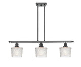 516-3I-BK-G402 3-Light 36" Matte Black Island Light - Clear Niagra Glass - LED Bulb - Dimmensions: 36 x 6.5 x 10<br>Minimum Height : 17.875<br>Maximum Height : 41.875 - Sloped Ceiling Compatible: Yes