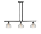 516-3I-BK-G412 3-Light 36" Matte Black Island Light - Clear Dayton Glass - LED Bulb - Dimmensions: 36 x 5.5 x 9.5<br>Minimum Height : 19.375<br>Maximum Height : 43.375 - Sloped Ceiling Compatible: Yes