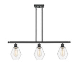 516-3I-BK-G652-6 3-Light 36" Matte Black Island Light - Clear Cindyrella 6" Glass - LED Bulb - Dimmensions: 36 x 6 x 10.75<br>Minimum Height : 19.75<br>Maximum Height : 43.75 - Sloped Ceiling Compatible: Yes