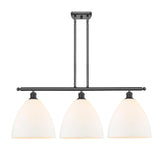 516-3I-BK-GBD-121 3-Light 38.5" Matte Black Island Light - Matte White Ballston Dome Glass - LED Bulb - Dimmensions: 38.5 x 12 x 14.25<br>Minimum Height : 23.25<br>Maximum Height : 47.25 - Sloped Ceiling Compatible: Yes
