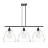 516-3I-BK-GBD-122 3-Light 38.5" Matte Black Island Light - Matte White Ballston Dome Glass - LED Bulb - Dimmensions: 38.5 x 12 x 14.25<br>Minimum Height : 23.25<br>Maximum Height : 47.25 - Sloped Ceiling Compatible: Yes