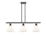 516-3I-BK-GBD-751 3-Light 36" Matte Black Island Light - Matte White Ballston Dome Glass - LED Bulb - Dimmensions: 36 x 7.5 x 10.75<br>Minimum Height : 19.75<br>Maximum Height : 43.75 - Sloped Ceiling Compatible: Yes