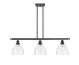 516-3I-BK-GBD-752 3-Light 36" Matte Black Island Light - Clear Ballston Dome Glass - LED Bulb - Dimmensions: 36 x 7.5 x 10.75<br>Minimum Height : 19.75<br>Maximum Height : 43.75 - Sloped Ceiling Compatible: Yes