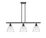 516-3I-BK-GBD-754 3-Light 36" Matte Black Island Light - Seedy Ballston Dome Glass - LED Bulb - Dimmensions: 36 x 7.5 x 10.75<br>Minimum Height : 19.75<br>Maximum Height : 43.75 - Sloped Ceiling Compatible: Yes