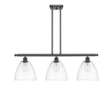 516-3I-BK-GBD-92 3-Light 36" Matte Black Island Light - Matte White Ballston Dome Glass - LED Bulb - Dimmensions: 36 x 9 x 12.75<br>Minimum Height : 21.75<br>Maximum Height : 45.75 - Sloped Ceiling Compatible: Yes