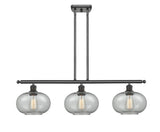 516-3I-OB-G247 3-Light 36" Oil Rubbed Bronze Island Light - Charcoal Gorham Glass - LED Bulb - Dimmensions: 36 x 9.5 x 10<br>Minimum Height : 20.375<br>Maximum Height : 44.375 - Sloped Ceiling Compatible: Yes