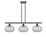 516-3I-OB-G249 3-Light 36" Oil Rubbed Bronze Island Light - Mica Gorham Glass - LED Bulb - Dimmensions: 36 x 9.5 x 10<br>Minimum Height : 20.375<br>Maximum Height : 44.375 - Sloped Ceiling Compatible: Yes