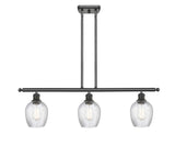 516-3I-OB-G292 3-Light 36" Oil Rubbed Bronze Island Light - Clear Spiral Fluted Salina Glass - LED Bulb - Dimmensions: 36 x 5 x 10<br>Minimum Height : 19.375<br>Maximum Height : 43.375 - Sloped Ceiling Compatible: Yes
